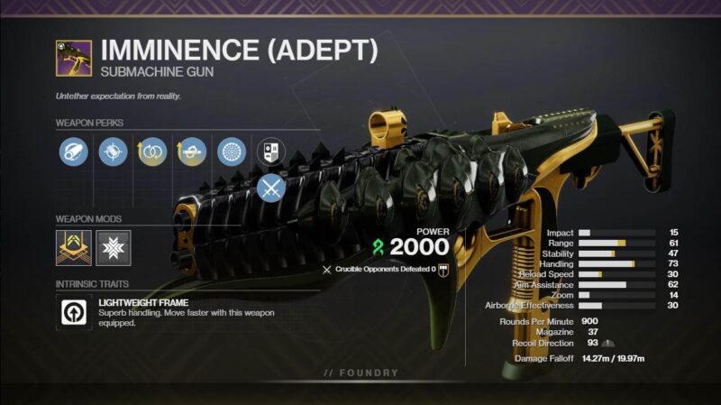 Stochastic Variable - Destiny 2 God Roll Destiny 2 Imminence God Roll and How to Get - Deltia's Gaming