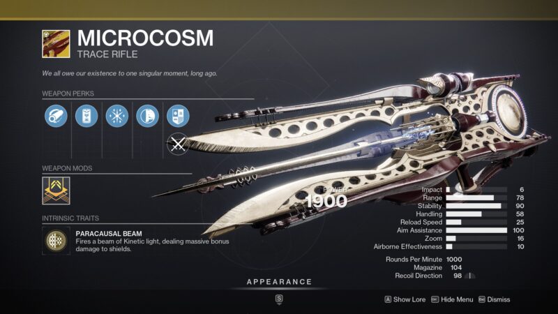 Destiny 2 Microcosm Trace Rifle