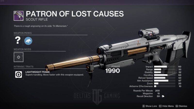 Destiny 2 Patron of Lost Causes God Roll and How to Get