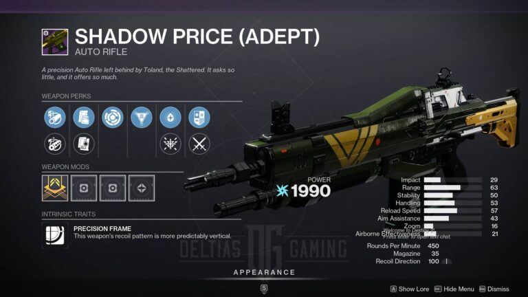 Destiny 2 Shadow Price God Roll and How to Get