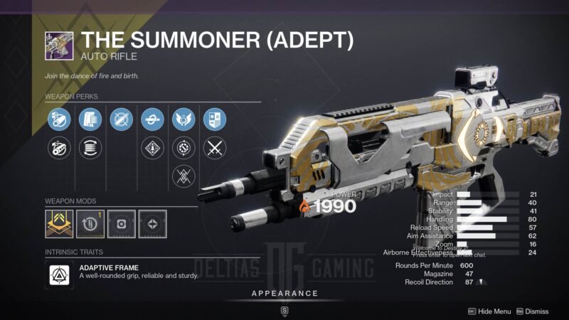 Destiny 2 The Summoner God Roll and How to Get