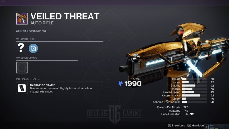 Destiny 2 Veiled Threat God Roll and How to Get