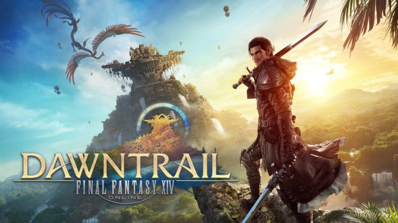 Final Fantasy 14 Dawntrail expansion title card and logo