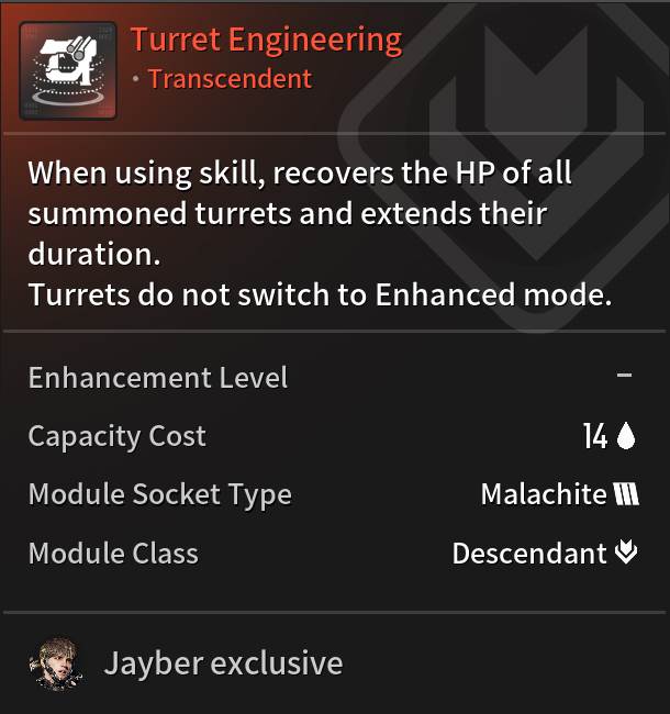 Best Jayber Transcendent Module - Turret Engineering Mods - The First Descendant