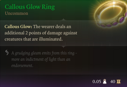 Baldur's Gate 3 Callous Glow Ring BG3