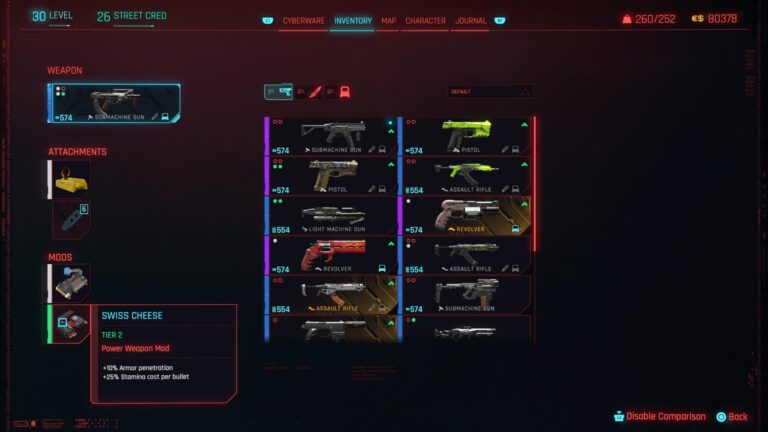 Cyberpunk 2077 weapon modifications