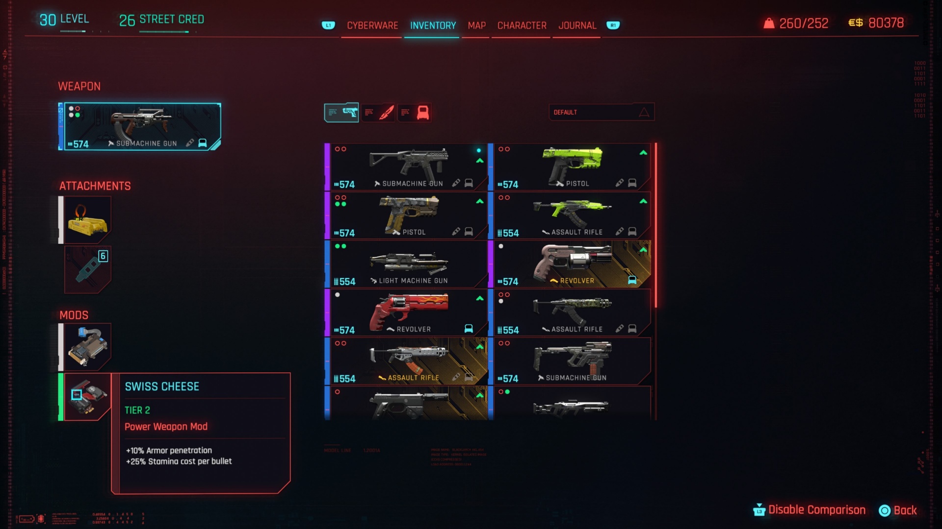 Cyberpunk 2077 weapon modifications