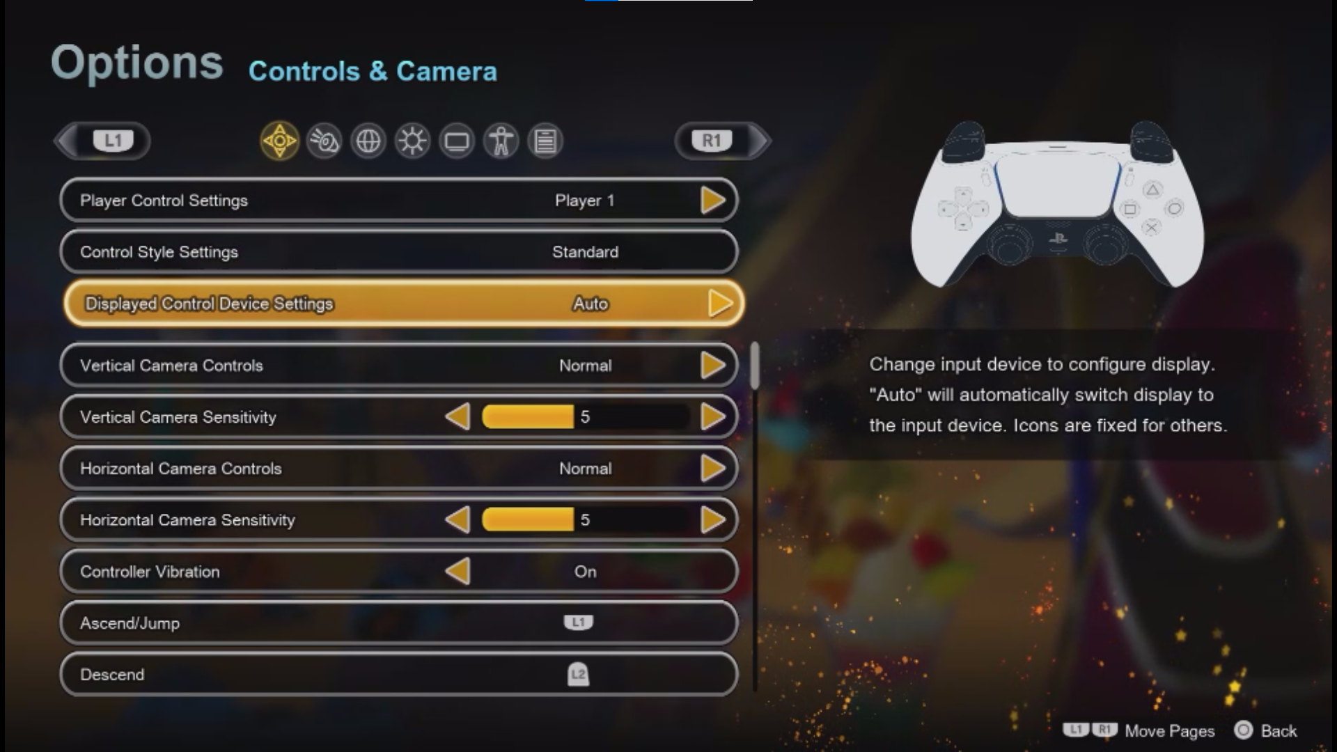 Dragon Ball Sparking Zero Controls and Camera Settings Page (Image via Bandai Namco)