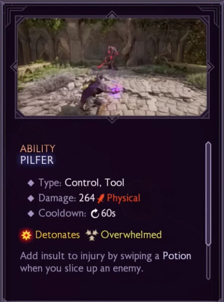 Dragon Age Veilguard Rogue ability Pilfer