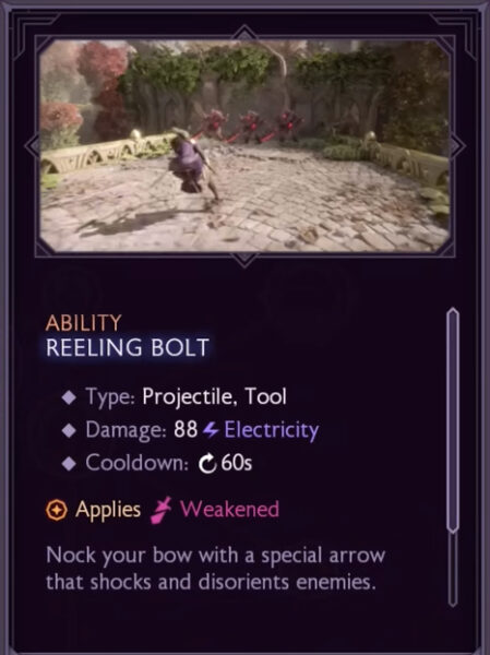 Dragon Age Veilguard Rogue ability Reeling Bolt