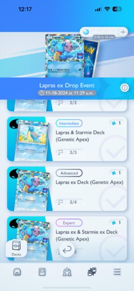 Battles in Lapras ex drop event in Pokemon TCG Pocket.