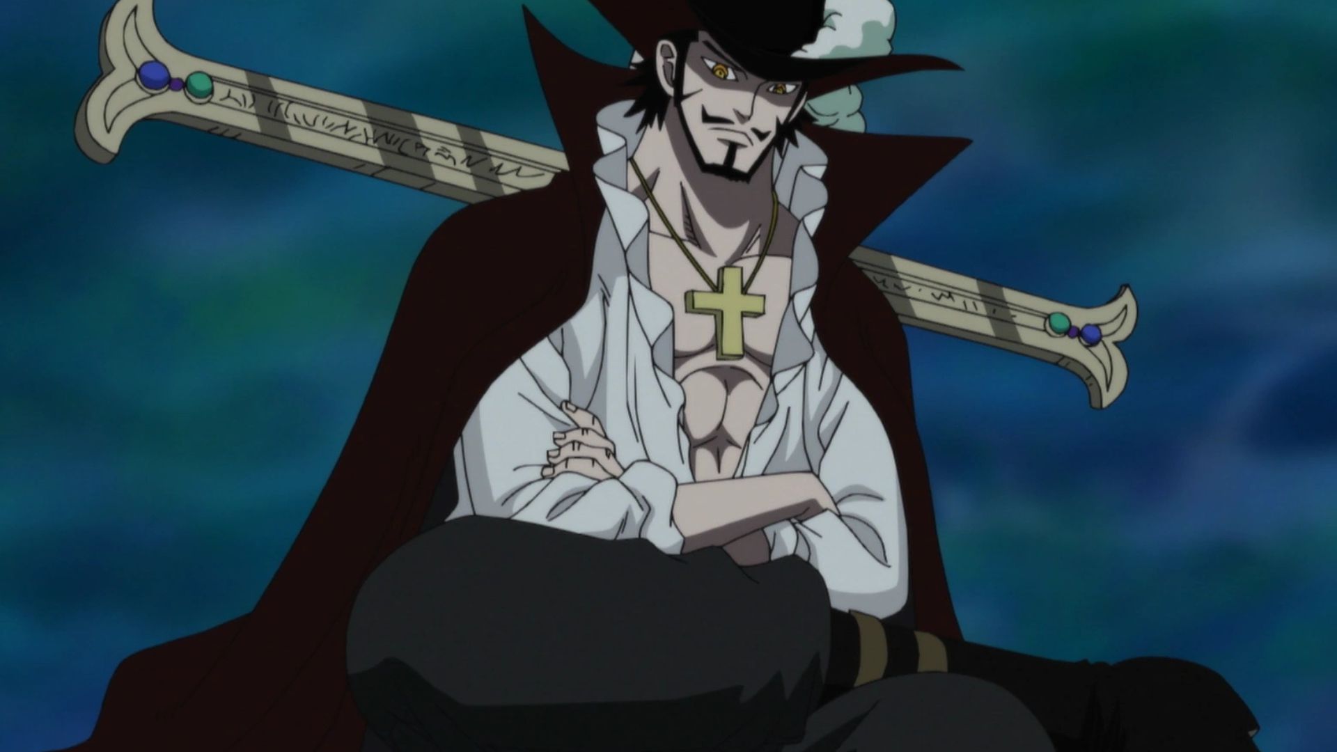 Mihawk as seen in the anime (Image via Toei Animation)
