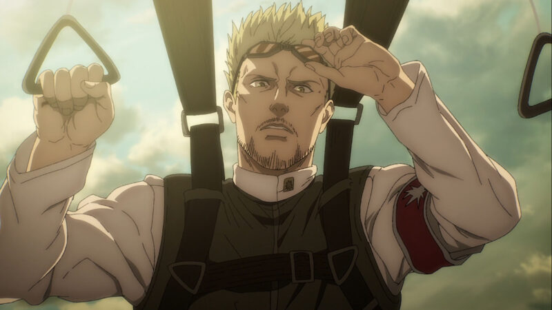 Reiner coming down with a parachute