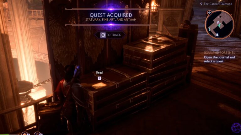 The quest can be started by reading the note at the Cantori Diamond (Source: Bioware)