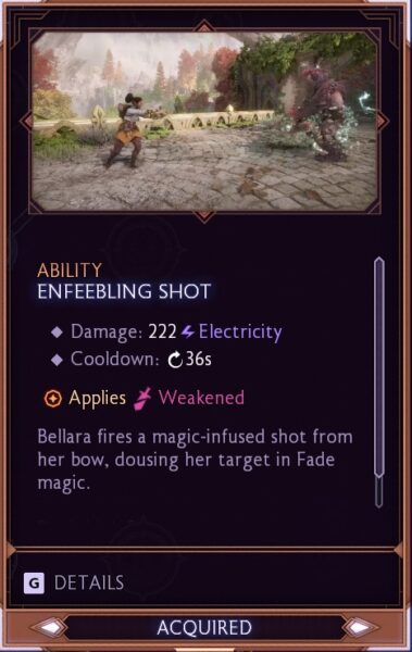 Enfeebling Shot ability