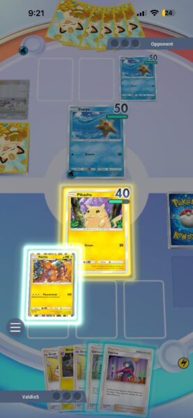 A glow will indicate when the Pokemon can be evolved in TCG Pocket.