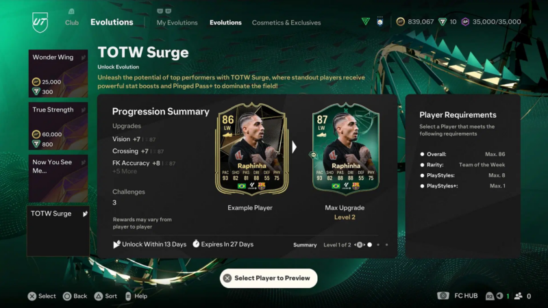 TOTW Surge Evolution Guide for EAFC 25