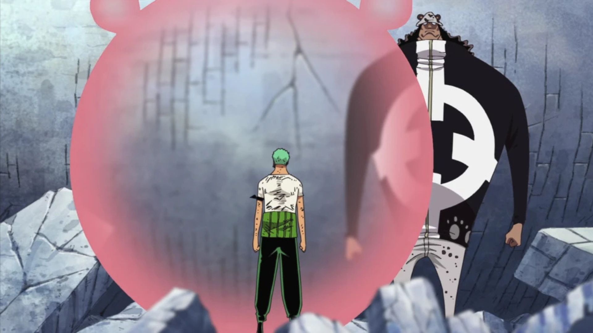 Kuma and Zoro as seen in the One Piece anime (Image via Toei Animation)