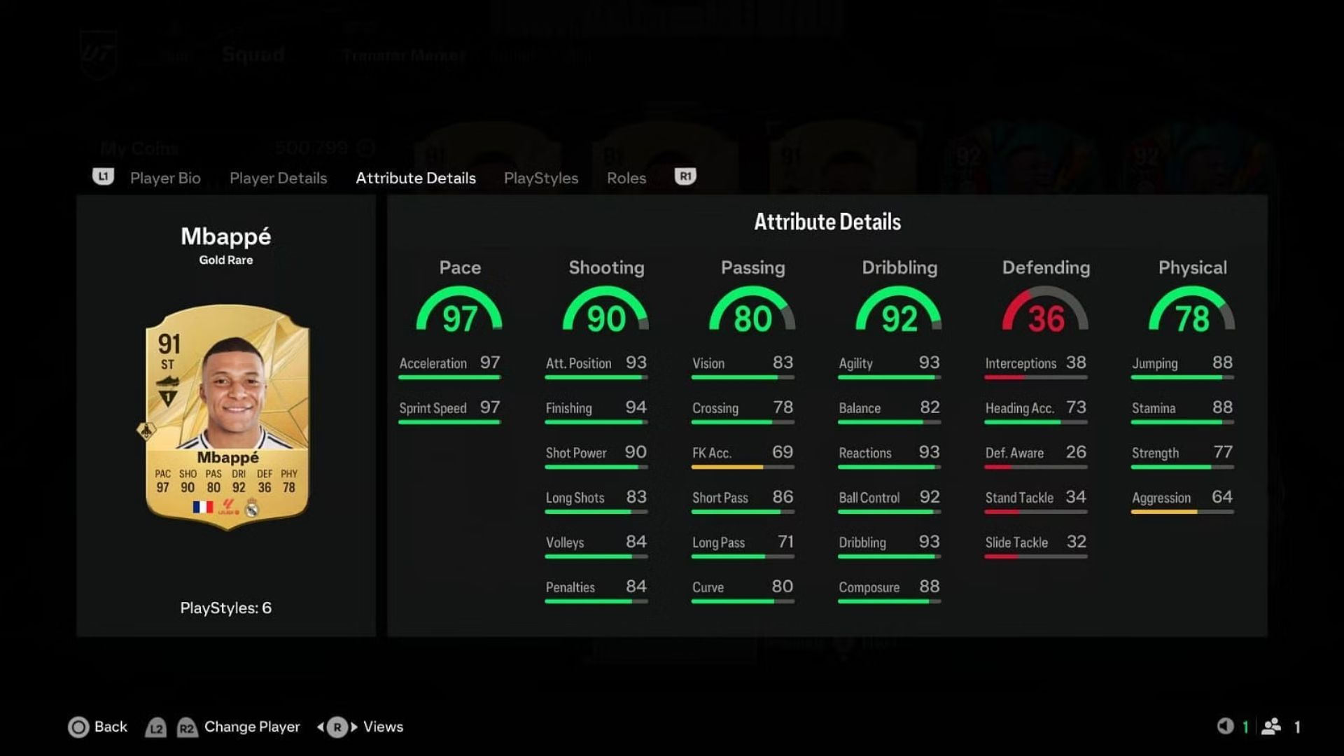 Kylian Mbappe Player Stats in EAFC 25 vs UFL