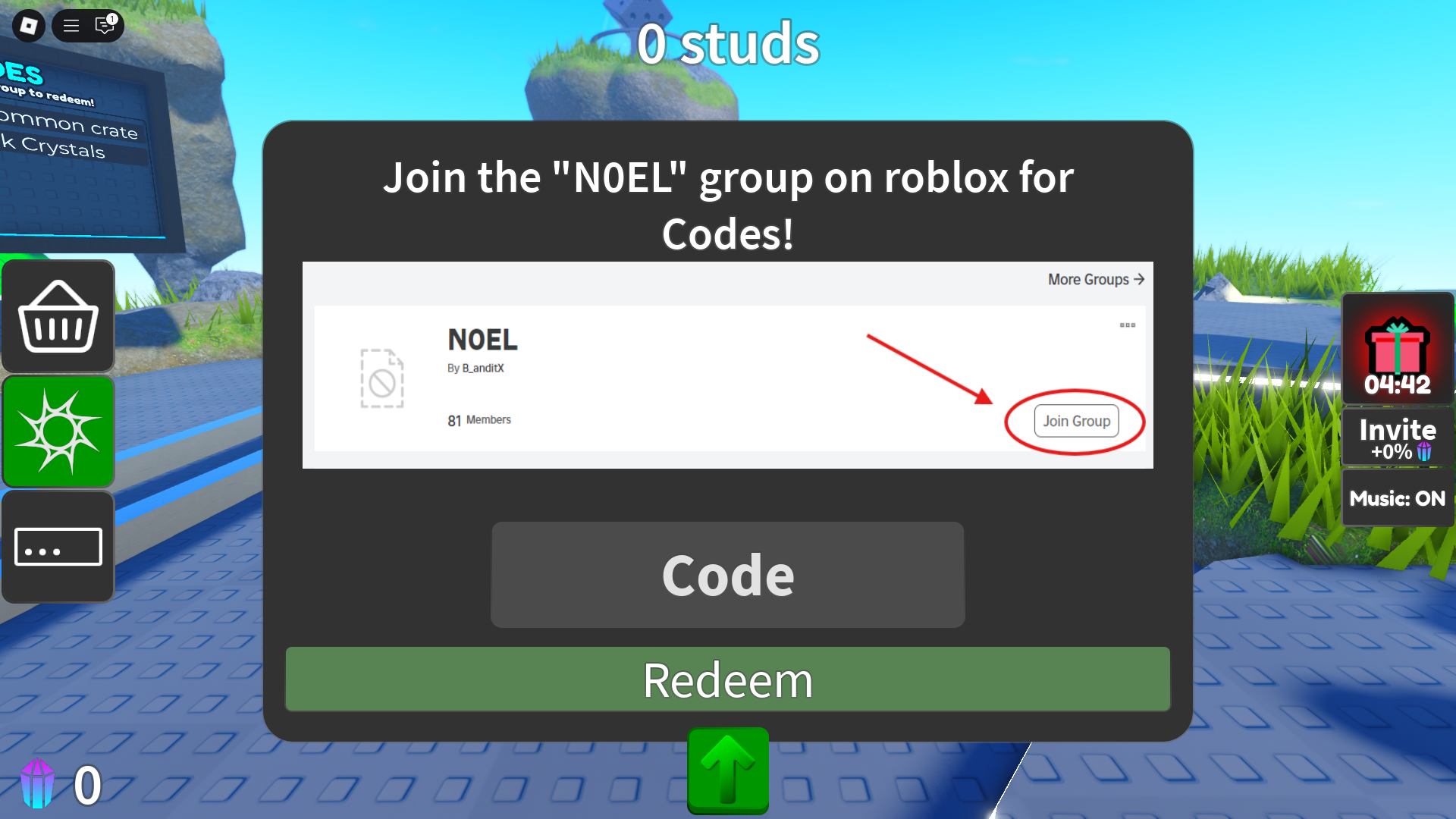 Redeeming codes (Image via Roblox)