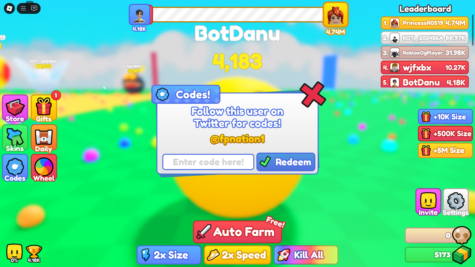 Redeeming codes (Image via Roblox)