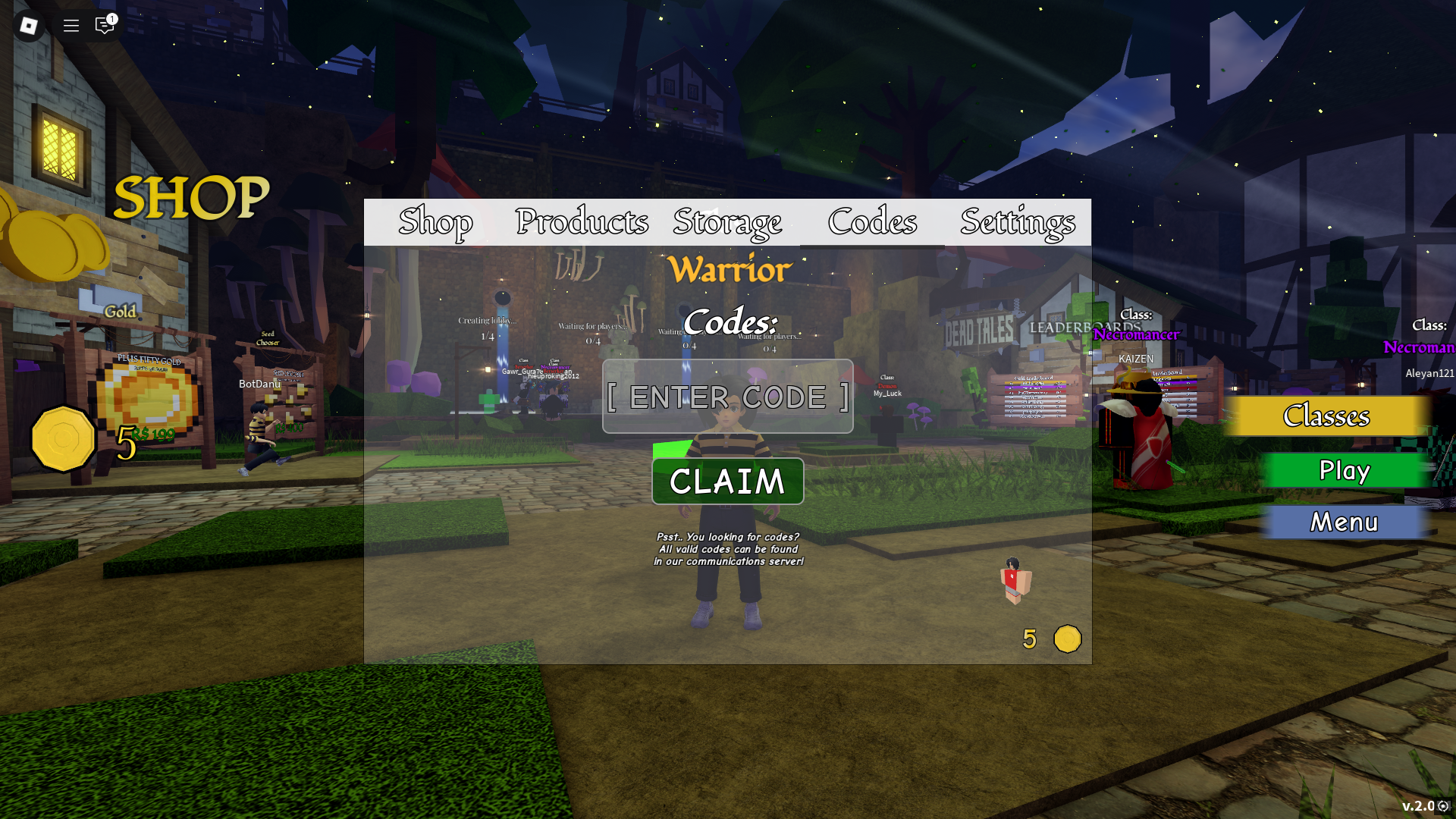 Redeeming codes (Image via Roblox)