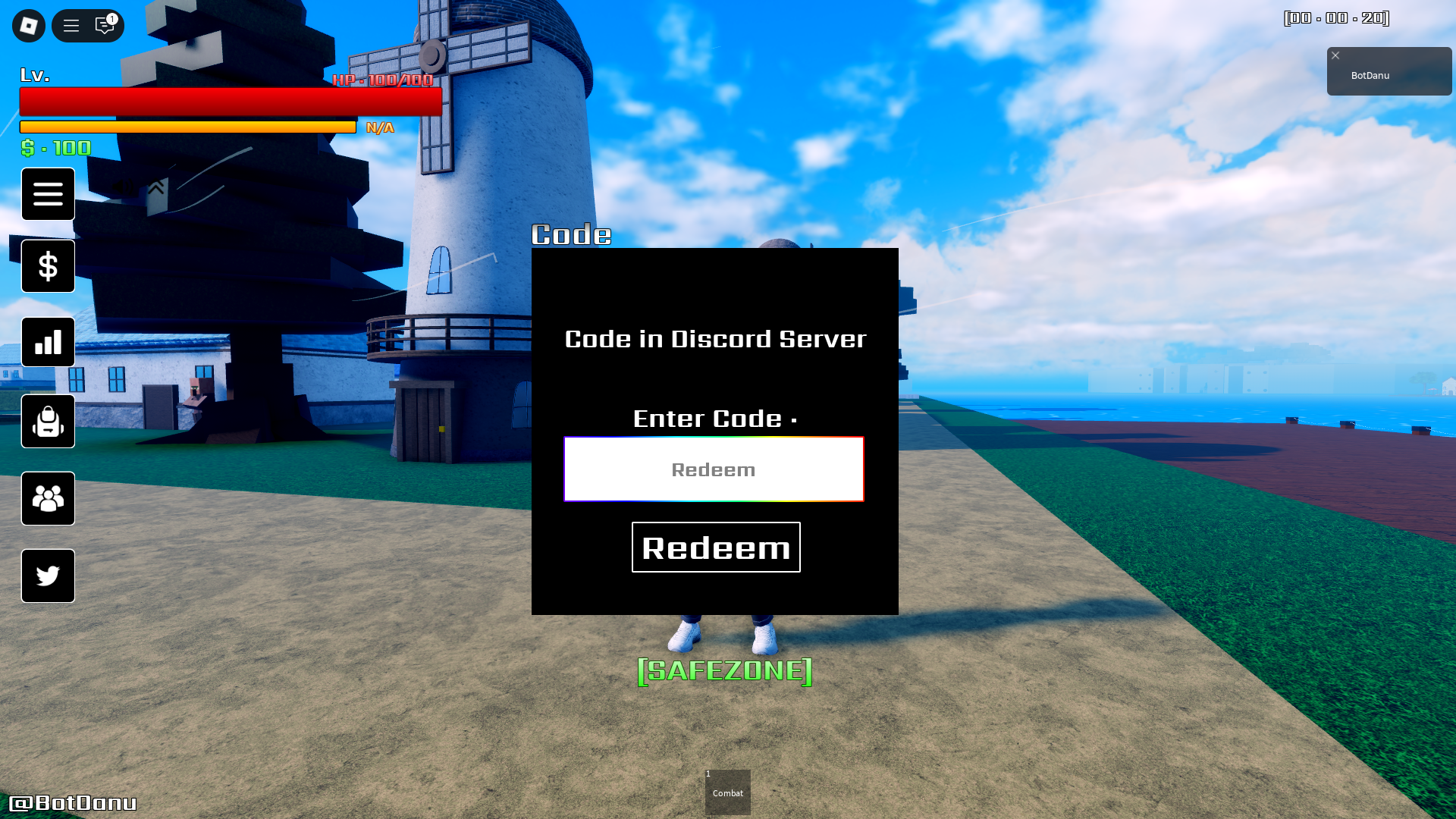 Redeeming codes (Image via Roblox)
